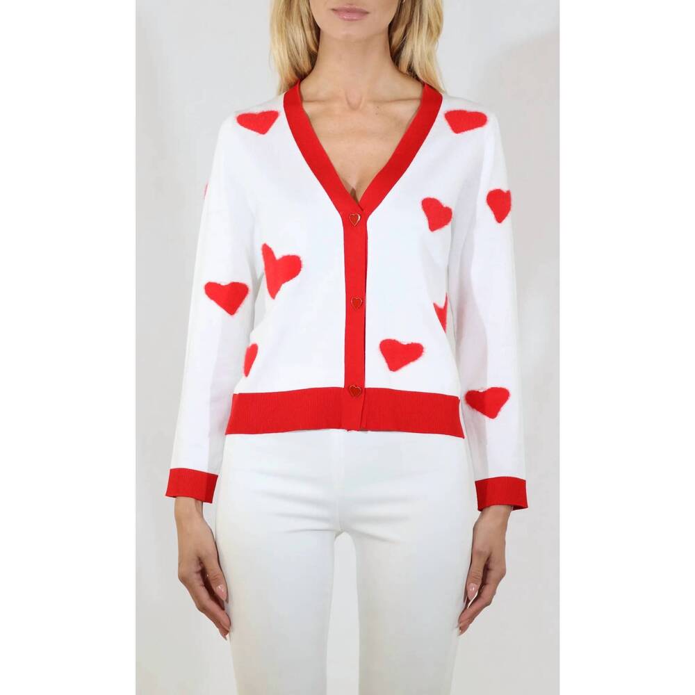 NEW METRIC KNITS hearts cardigan in white